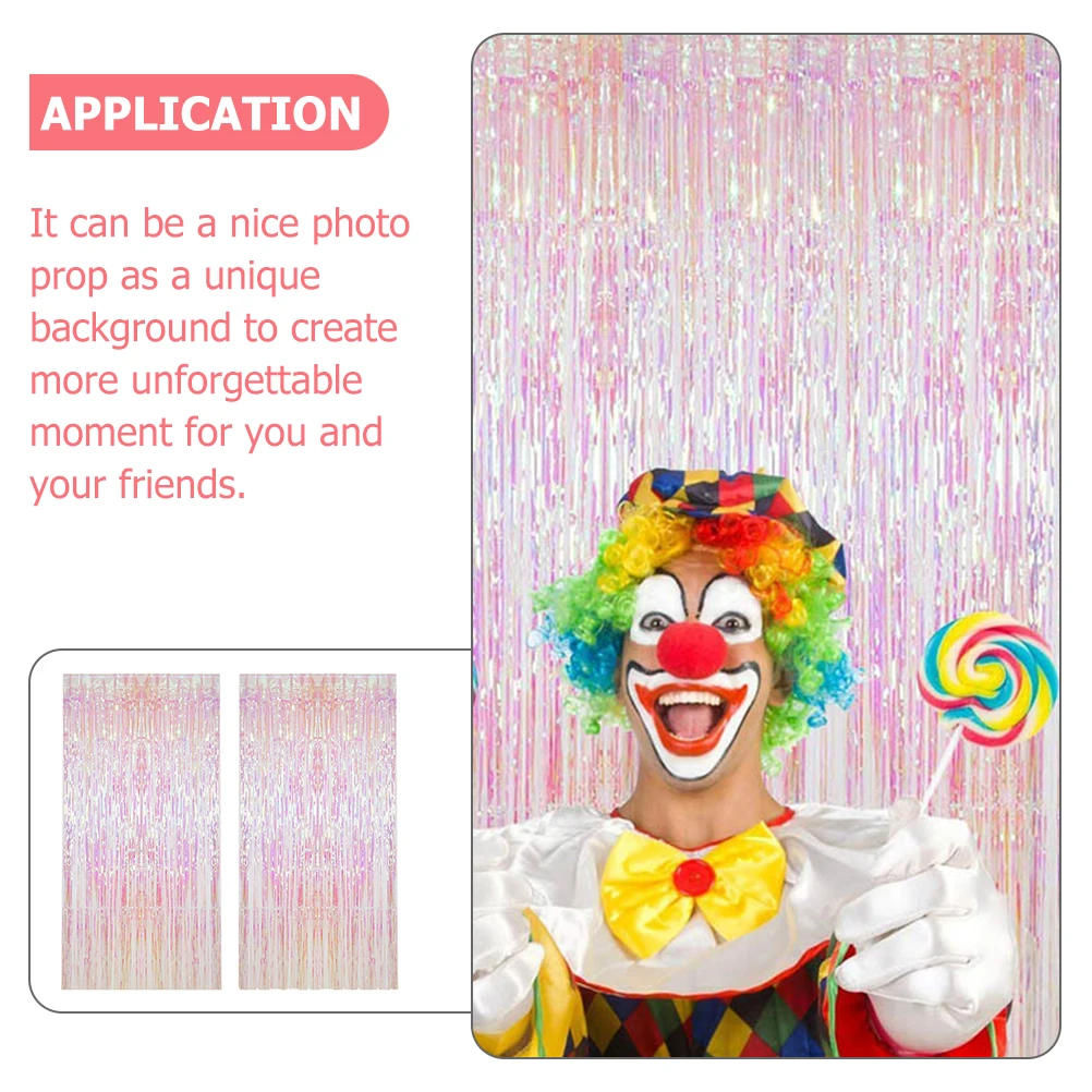 

2Sets Rain Tinsel Curtain Delicate Party Background Birthday Wedding Tassel Backdrop Hanging Curtains Rain Tinsel Curtains