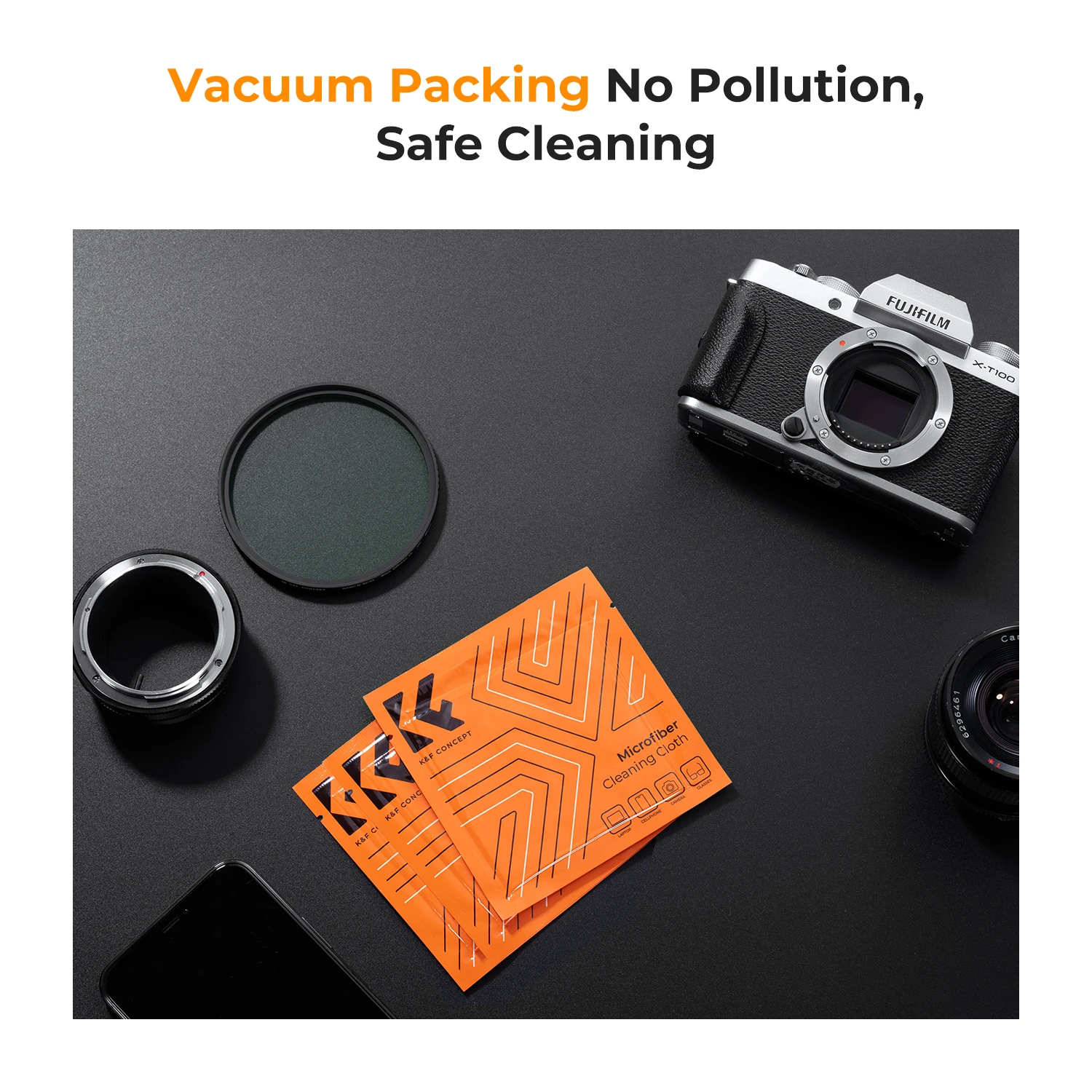 K&F CONCEPT Universal Camera Lens Cap Kit Lens Cap*1 + Rope*1 + Cleaning Cloth*2, 37/40.5/43/46/49/52/55/58/62/67/72//77/82/95mm - Image 5