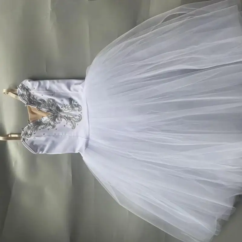 Romantische Lange Ballet Tutu Jurk Meisjes Witte Ballerina Jurk Kinderen Tutu Prestaties Ballet Jurk Hedendaagse Danskostuums Feest