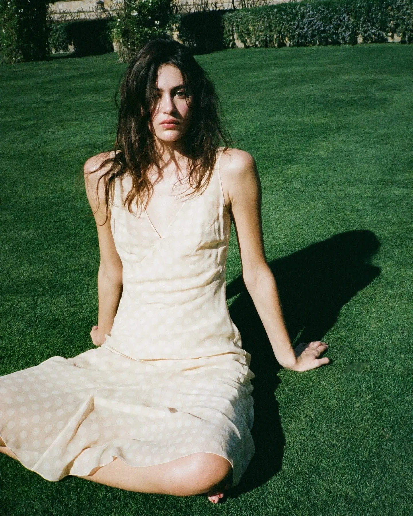 

100% Silk Women Polka Dot Print Vest Dress V-Neck High Waist Sleeveless Elegant Slim Midi Robe