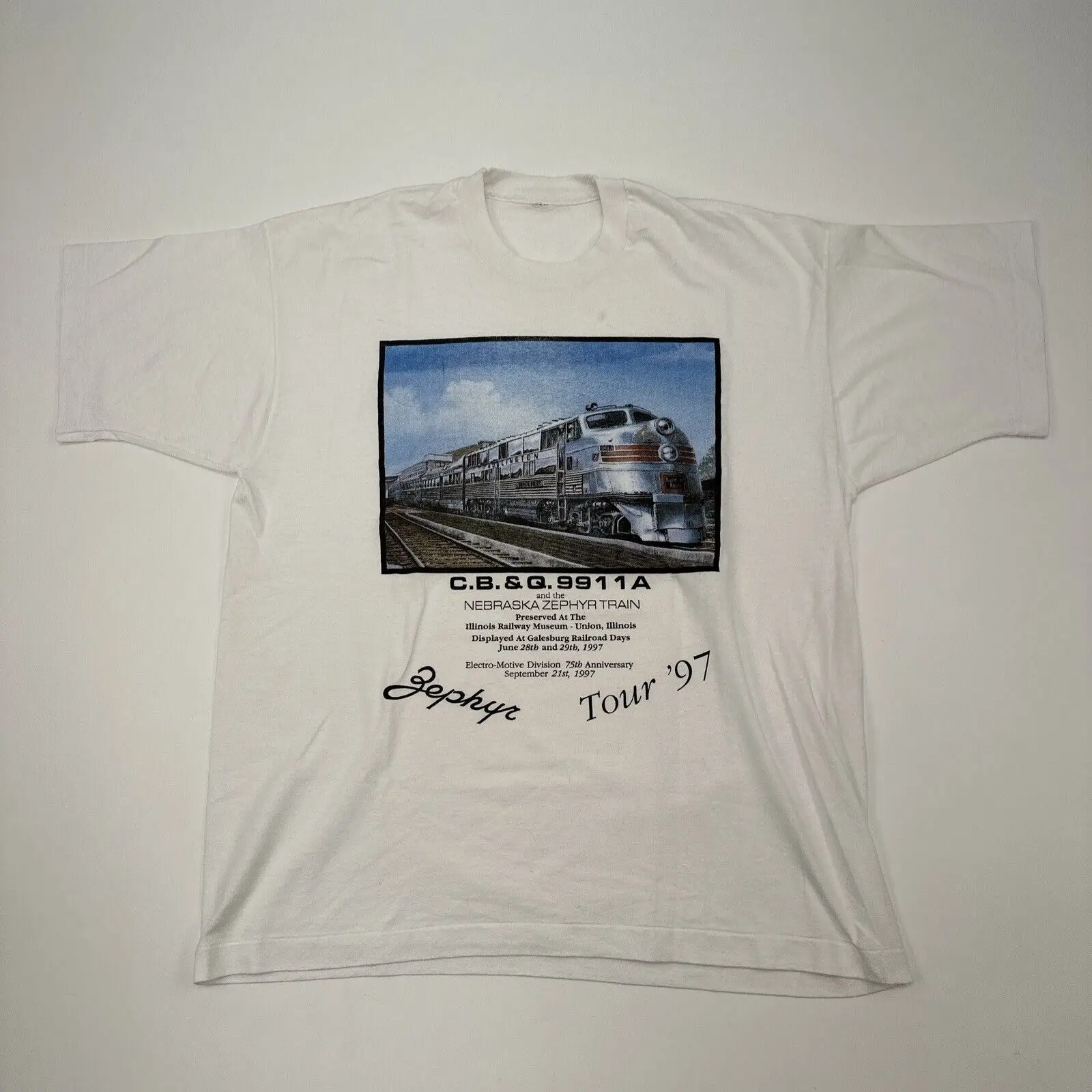 Vintage Nebraska Zephyr Train T Shirt Tour 1997 Large Cb 19911A