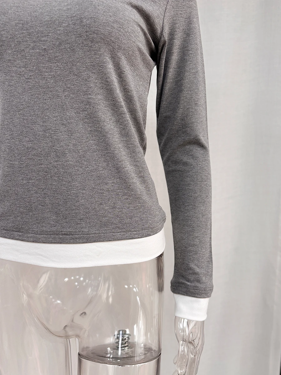 Hirsionsan Sommer Casual Patchwork Dünne T-shirts Frauen Modale Weiche Langarm T-shirts 2025, Neue Casual Weibliche Ästhetische Tops – Detail 13