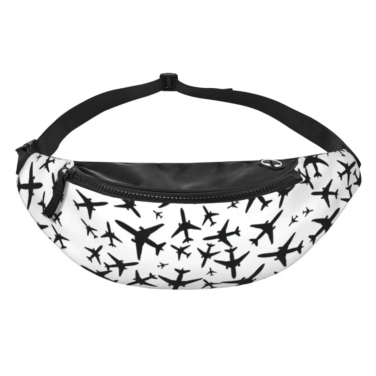 Random Airplanes Pattern Fanny Pack Men Women Aviation Fighter Pilot Crossbody Waist Bag for Cycling Camping Phone Money Pouch