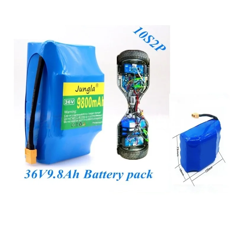 36V 10S2P 9800mAh Lithium Battery Pack for Two Wheeled Scooters Balance Bikes Replacement Lithium Battery Pack with BMS
