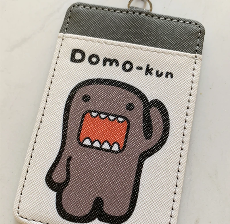 Domo Kun ID Card Holder for Women Men Anime Cute Bag Keychain Charms Card Case Protector Cover