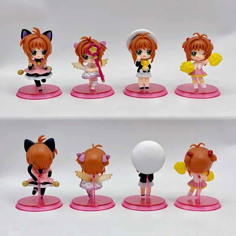 8 pçs cartão captor sakura bonito boneca figura de ação coleção animação modelo brinquedo cartão captor sakura presente