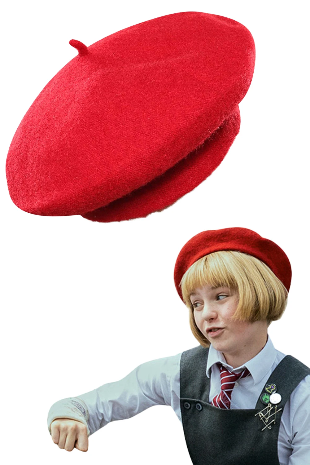 Hortensia Cosplay Adult Women Beret Hat Roald Dahl's Matilda the Musical Roleplay Fantasia Halloween Carnival Props For Disguise