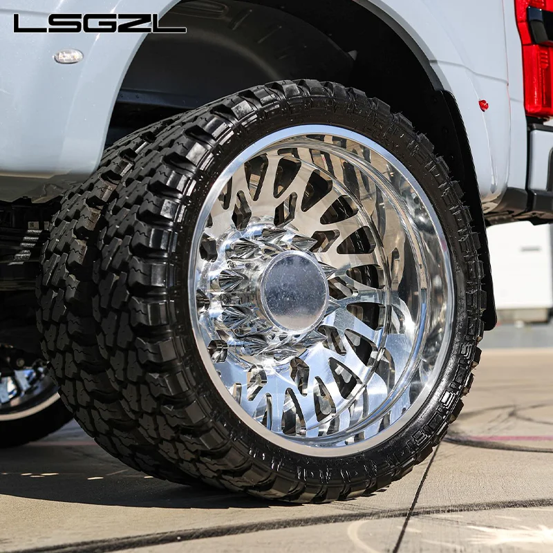 LSGZL 10x225 8x180 8x170 8x6.5 6x5.5 6x139.7 Custom Polished Dually Wheels 22 24 26 Inch Forged Offroad Truck Wheels for Truck