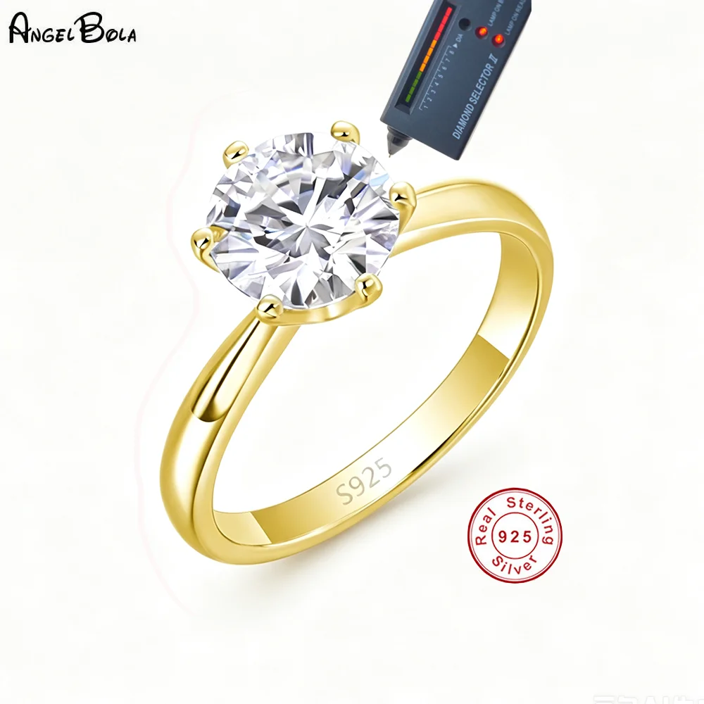 Moissanite Gold Silver Claw Wedding Ring