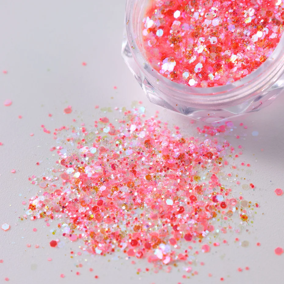 Holográfico Colorido Nail Glitter Sequins, Sparkly Sereia, Flocos De Hexágono, Festival De Natal, Acessórios De Manicure Brilhante, Caixa De 12