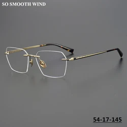 Pure Titanium Rimless Glasses Frame Eyewear Men Square Business Eyeglasses Women Myopia Optical Spectacles Prescription Frames