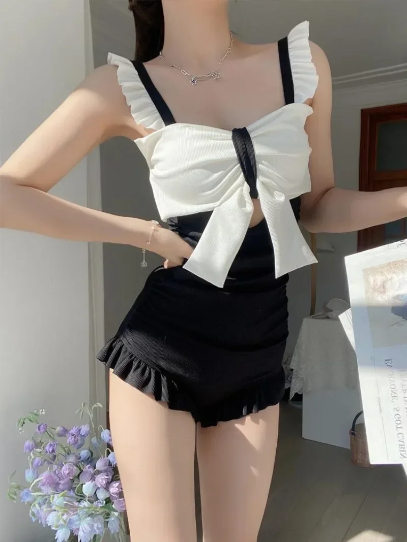 

Женский сексуальный пляжный бикини с рюшами, цельный купальный костюм, праздничная пляжная одежда, летний купальный костюм с открытой спиной, купальный костюм 원피스수영복