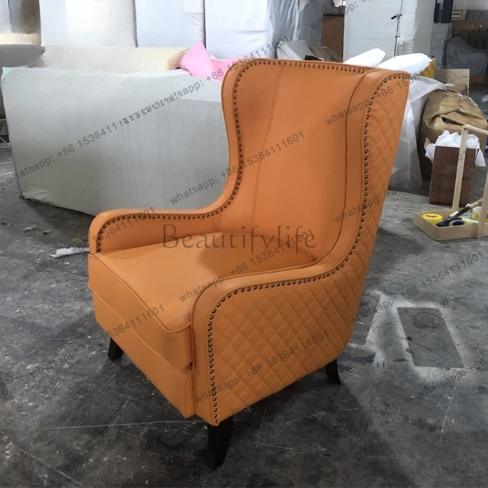 Simple American light luxury tiger chair high back sofa living room single orange lazy sofa