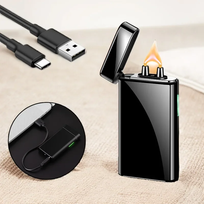 

Powerful Rechargeable Flame USB Lighter Electric Plasma Arc Lighter Finger Touch Windproof Metal Cigarette Lighter Smoking Tool