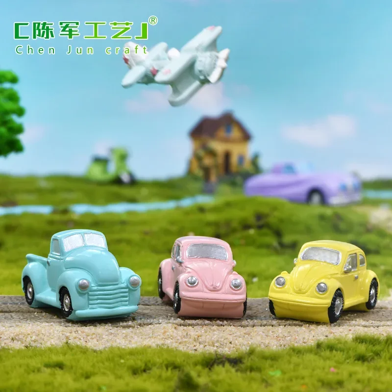 Vehicle Series Miniature Model Resin Cabochons Motorcycle Antique Car Truck Beetle Plane Bus Home Decoration Accessories Modern