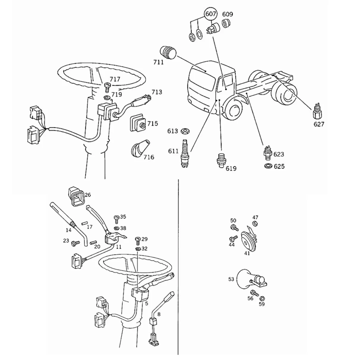 A6205400145 Right Hand Drive Steering Column Turn Signal Switch for Mercedes Truck SK 3233 3535 Fog Lamp Control Switch