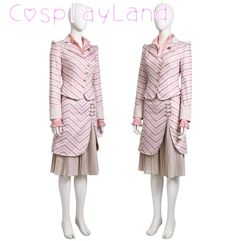 

Witch Glynda Dress Cosplay Costume Pink Stripe Suit Blouse Coat Skirt Women Outfit Christmas New Year Fancy Dress Custom Size