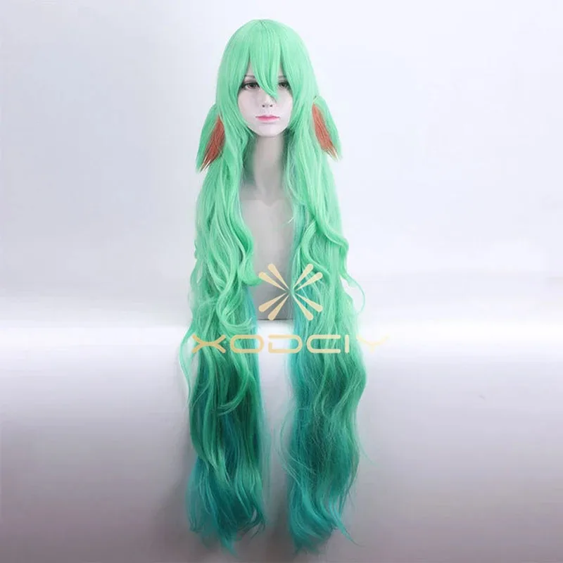 

ff34Game LOL women Soraka cosplay Star Guardian green Synthetic Hair With Ears + Wig Cap