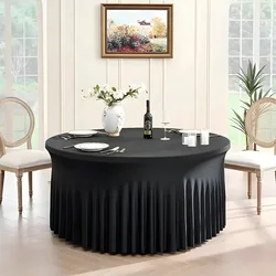 6ft Dia 1.8M 1-20pcs Round Pleated skirt Spandex TableCover Hotel Banquet Party Events Wedding Decoration Dining Room Tablecloth