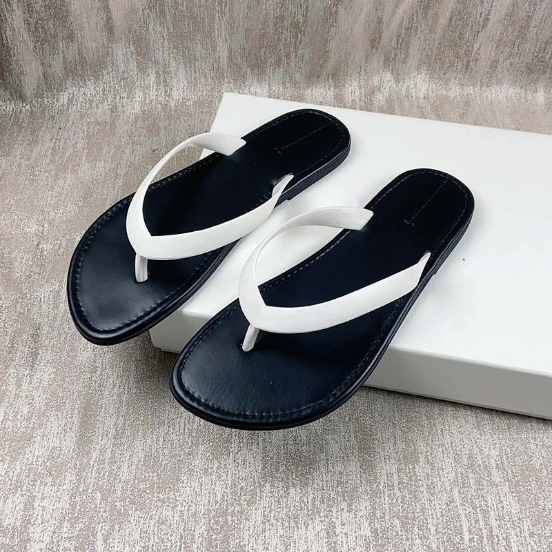 2024 Summer New Slippers for Women Beach Shoes PVC Flats Narrow Band Slides Slip on Clip Toe Casual Flip Flops Shoe Sandal Women