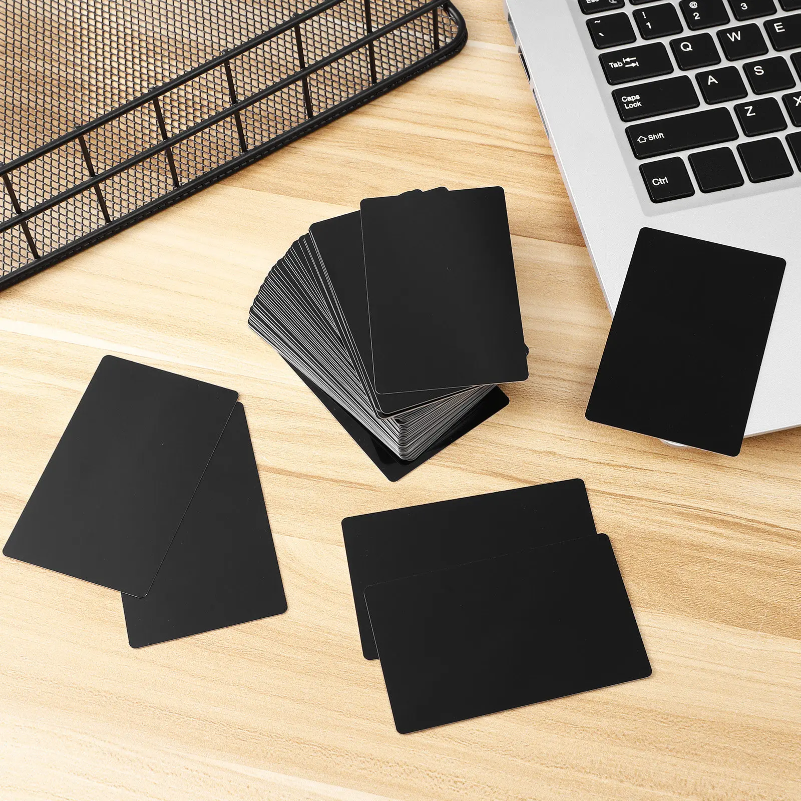 

50Pcs Black Metal Business Cards Engraving Blanks Sturdy Customizable Name Cards for Professional Networking Black Card