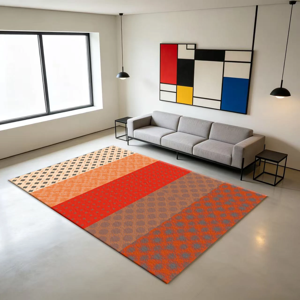 Geometric Diamond Pattern Carpet with Vintage Texture, Suitable for Home Decor in Apartments, Living Rooms, Study Rooms, and Indoor Floor Decoration