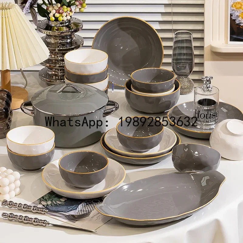 

i5.11 light luxury dishes set black and white simple household high-end ceramic tableware housewarming
