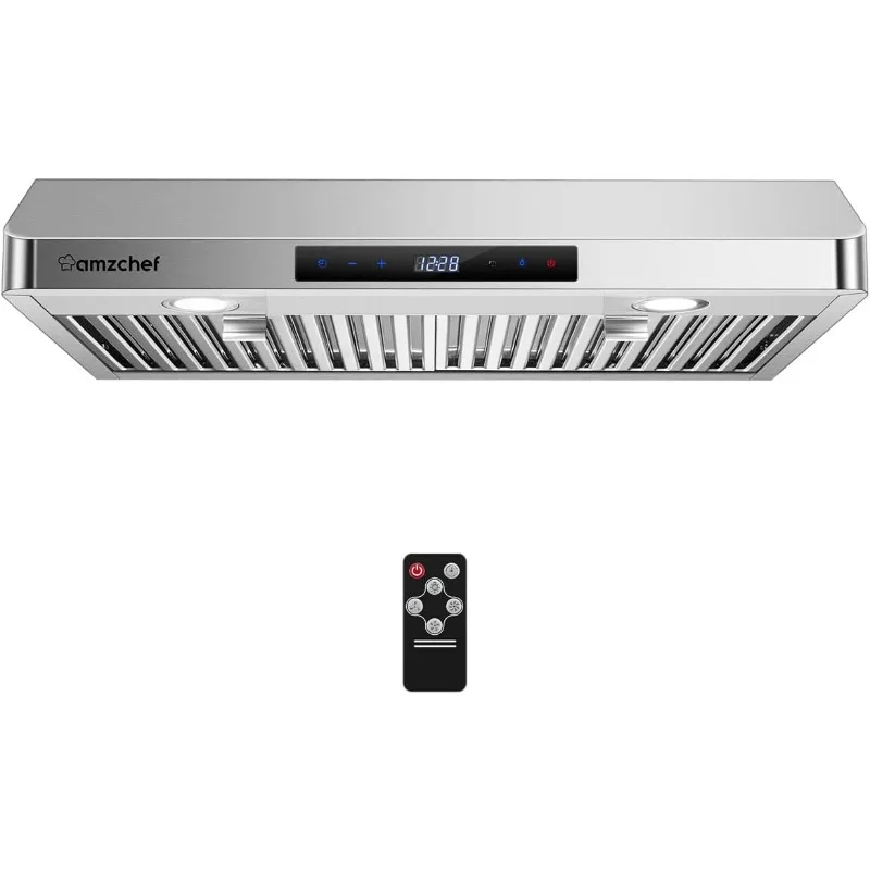 Under Cabinet Range Hood 30 Inch, 700CFM Stainless Steel Kitchen Stove Vent Hood 3 Speed Exhaust Fan Touch/Remote Control