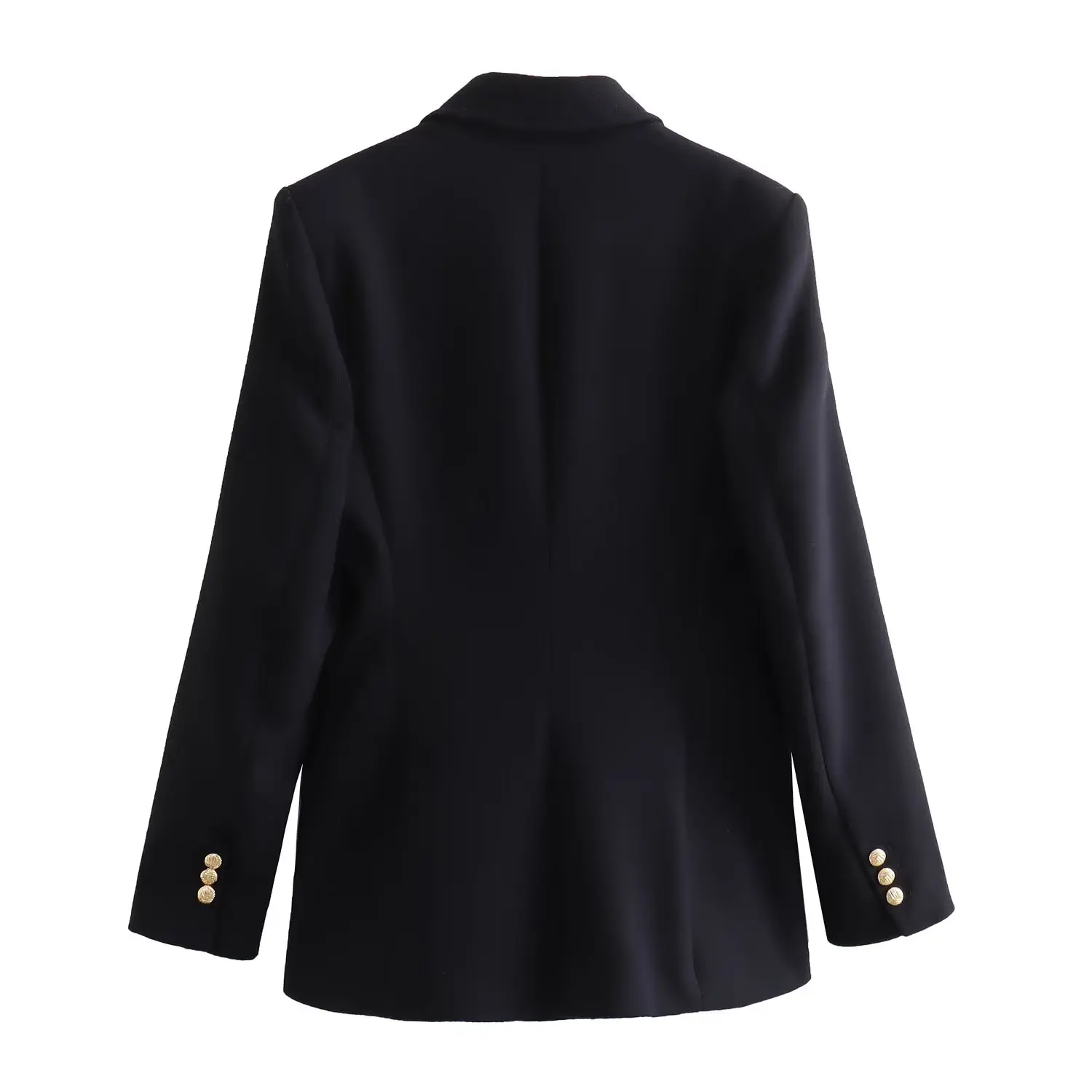 

Maxdutti French Fashion Elegant Blazer Women's Woolen Casual Navy Blue Retro Double Breasted Winter Suit jJacket Ladies