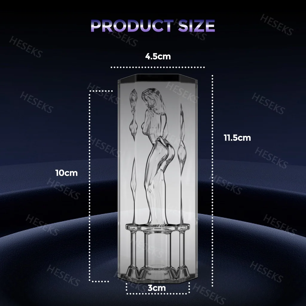 HESEKS Transparent Crystal Male Masturbator Realistic Pocket Pussy Sleeve Blowjob Soft Stretchy Stroker Sex Toys for Men