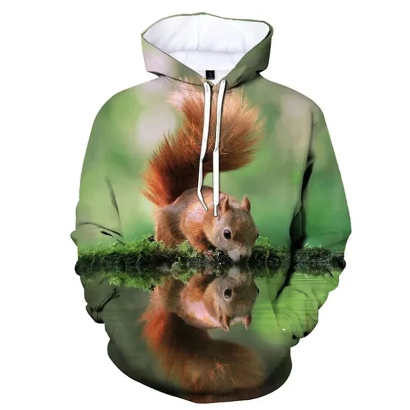 Funny Cute Squirrel Pattern 3D Print Hoodie Men Women Streetwear Hoodies Oversized Pullover Hooded Sweatshirts Kids Top Clothing