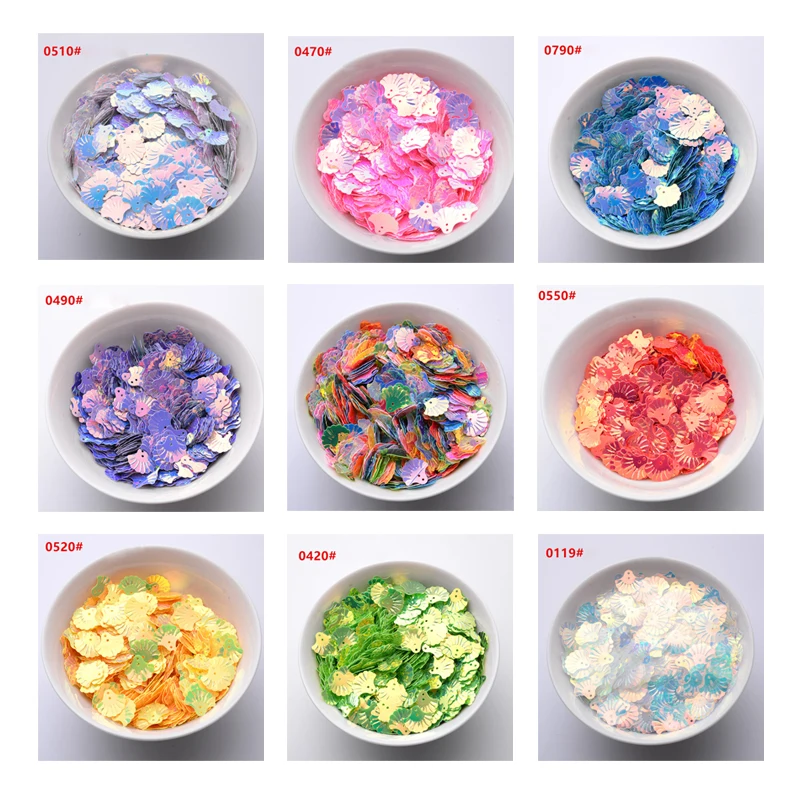 mix colors Glitter Sequins Small shell shape Paillettes Mix Pailletten PVC Sqeuin Loose Colorful Lentejuelas DIY Paillette 50g