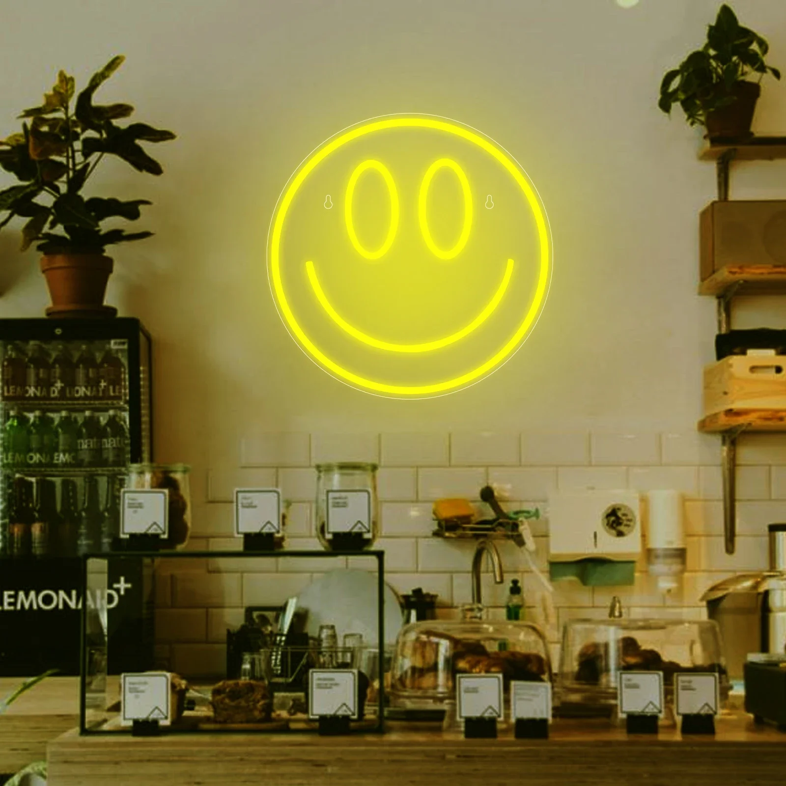 Smiling Face Neon LED Neon Wall Decoration Smiling Face Luminous Sign USB Powered Yellow Neon Sign Bedroom Wedding Decoration