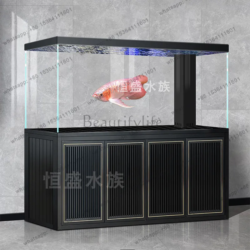 2025 new ultra-white glass fish tank aquarium home office bottom filter custom