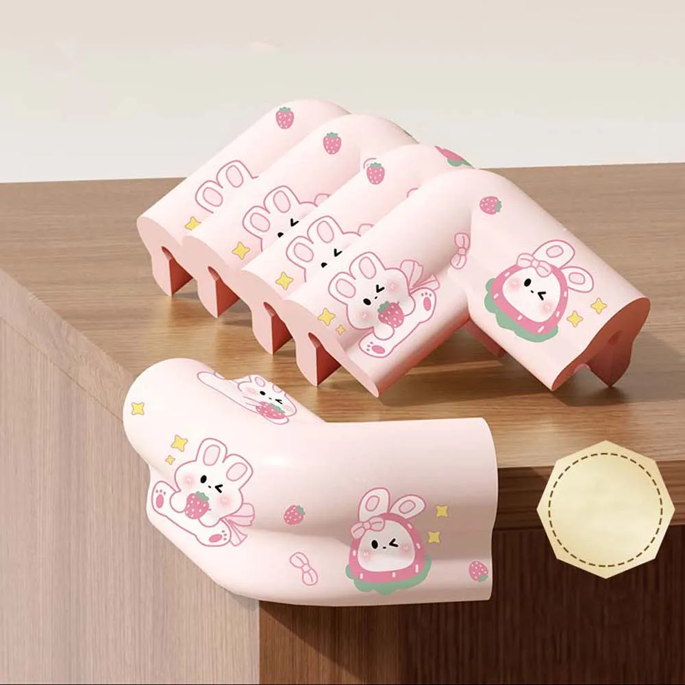 Tira anti-colisão macia do bebê dos desenhos animados traceless nbr borda canto fita dupla face urso anti-colisão proteção canto crianças