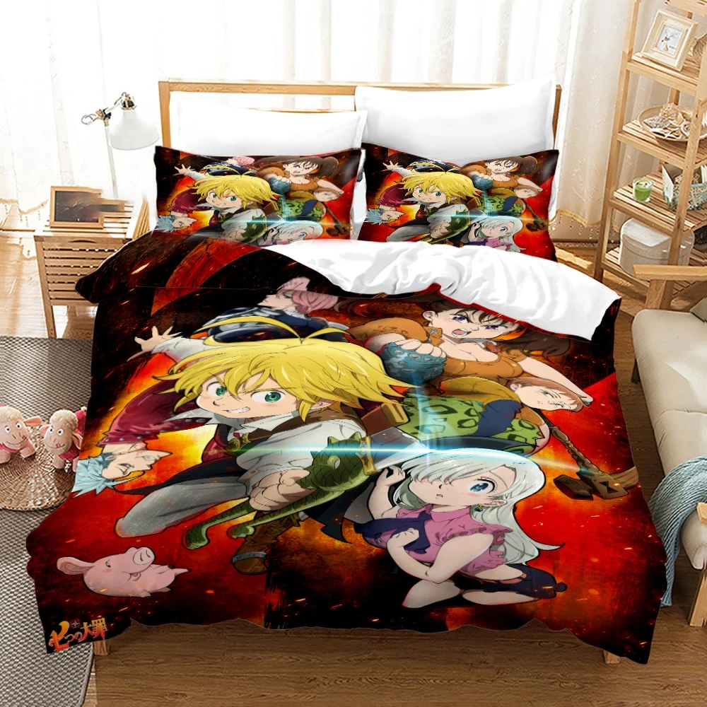 

Anime Seven Deadly Sins Bedding Set,Duvet Cover Comforter Bed Set Quilt Cover Pillowcase,King Queen Twin Size Boys Girls Adults