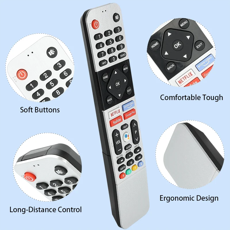 RCKGNTVK003 IR Remote Control For Kogan TV KALED32QH9000SKA KALED40QF9000SKA TU9220 With NETFLIX PrimeVideo YouTube Google Play