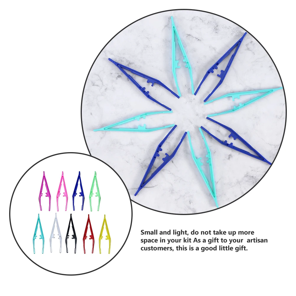 

50pcs Plastic Tweezers Fine Crafts Beads Makeup Tools Accessories Diy Nail Art Mask Removal Fake Eyelash Student