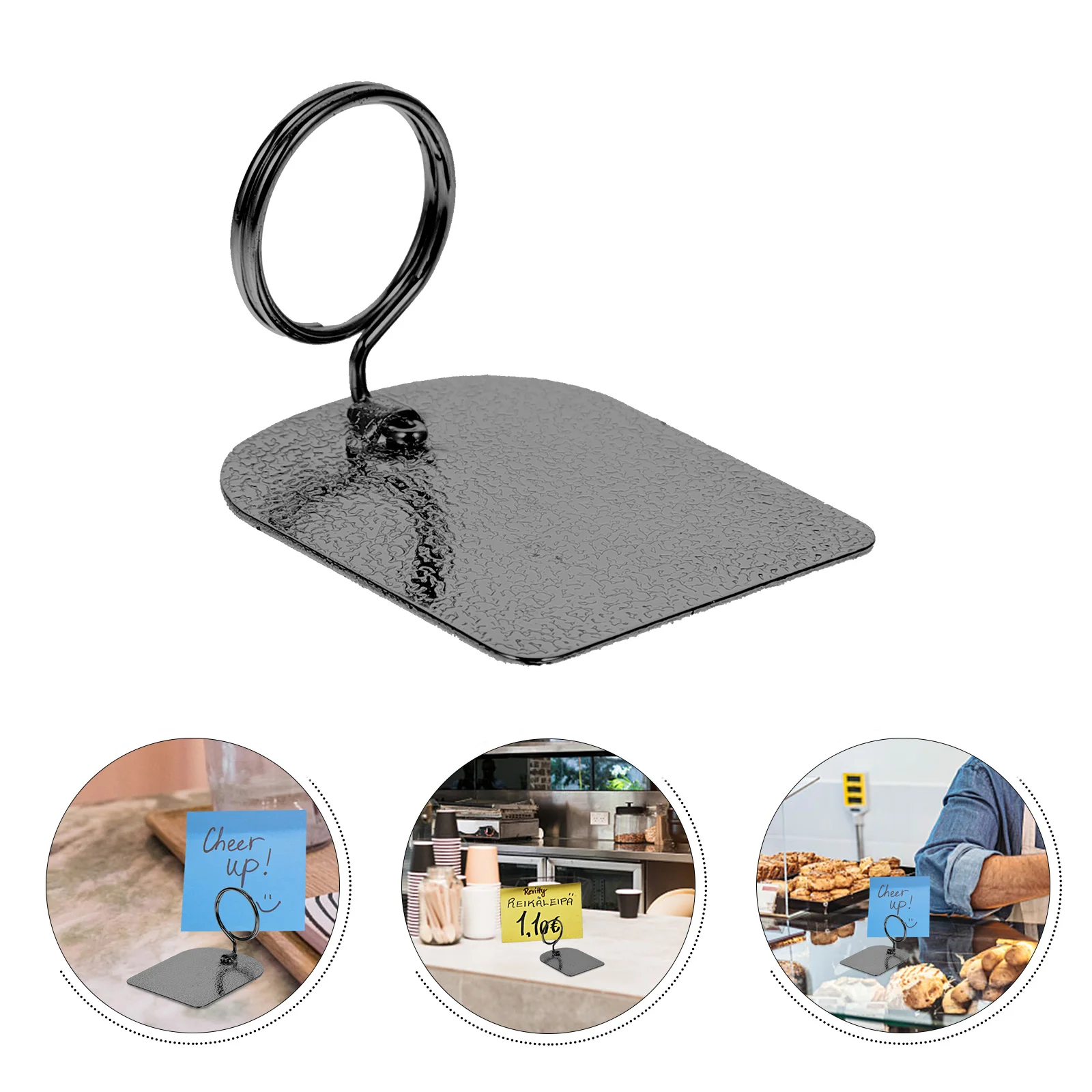 

3 Pcs Price Tag Holder Sign Display Clip Label Clamp Advertising Folder Cards Supermarket Clips Black Metal