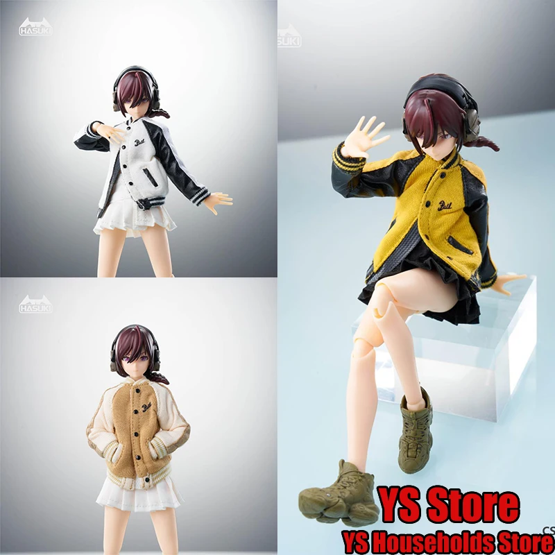 HASUKI CS014 1/12 Mobil Takım Elbise Kız Mini Beyzbol Spor Giyim Seti Rahat Ceket Jk Kısa Etek Aksesuarı 6 