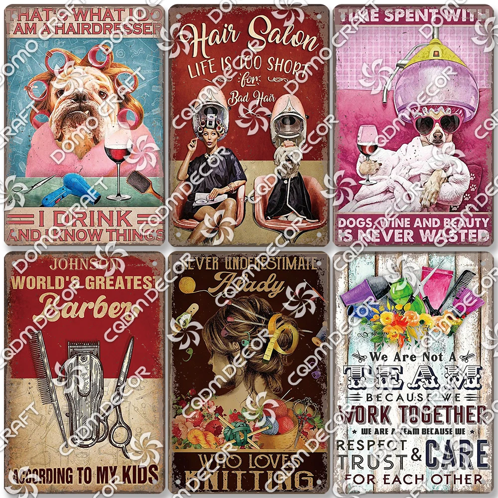

Barber Shop Tin Signs, Cute Dogs Haircut Vintage Poster, Retro Hairdresser Metal Plaque, Hair Salon Pet Shop Home Wall Decor