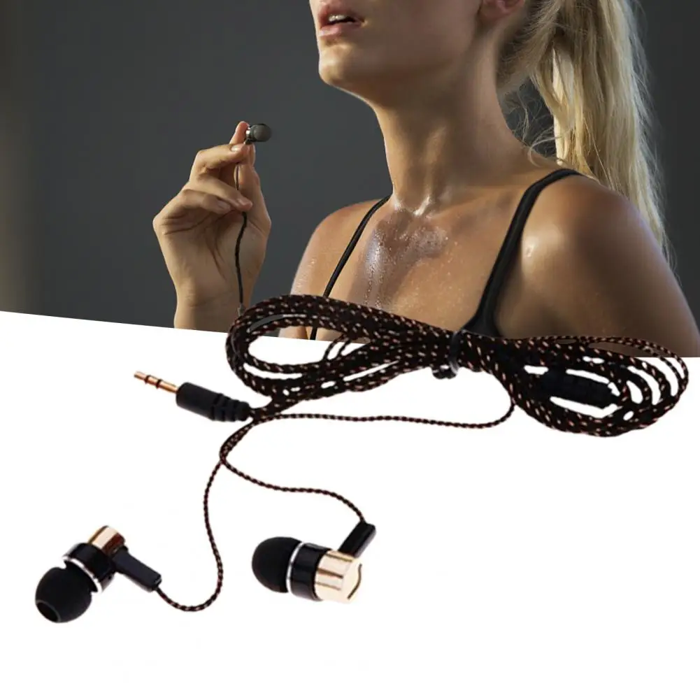 Headset Stereo Noise Reduction TPE 3.5mm In-ear Wired Stereo Braid Earphone for Dormitory Wired Headphones