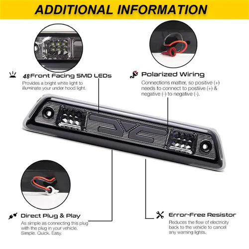 Imagen 2 del producto Luz trasera LED de techo de 12V, tercera señal de freno, lámpara de carga Plug & Play para Ford F150 2009 2010 2011 2012 2013 2014, resistente al agua
