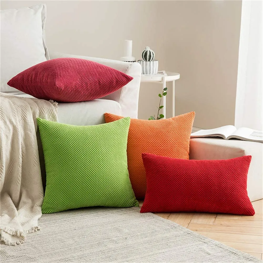 CANIRICA 45x45cm Nordic 9 Colors Corduroy Solid Color Style Home Pillow Cover for Living Room Sofa Decorative Pillow Cover