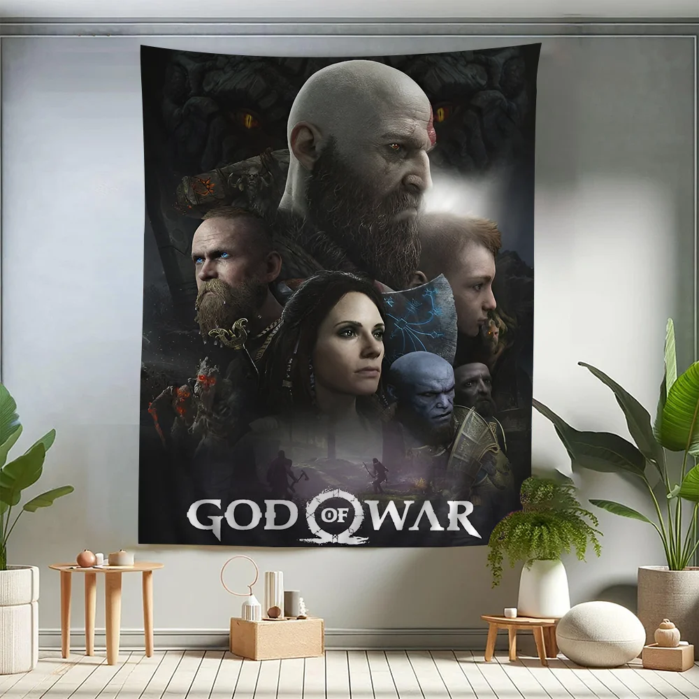 

God Of War Ragnarok Inspired Cartoon Tapestry Art Science Fiction Room Home Decor Wall Hanging Sheets