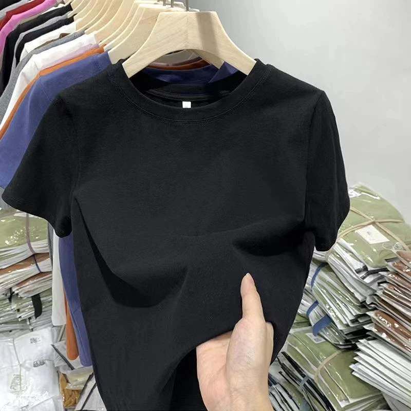 Solid Color Women T Shirt Cotton Summer Tees Shirt Streetwear Loose Hip Hop Short Sleeve Basic Casual Tshirts For Female