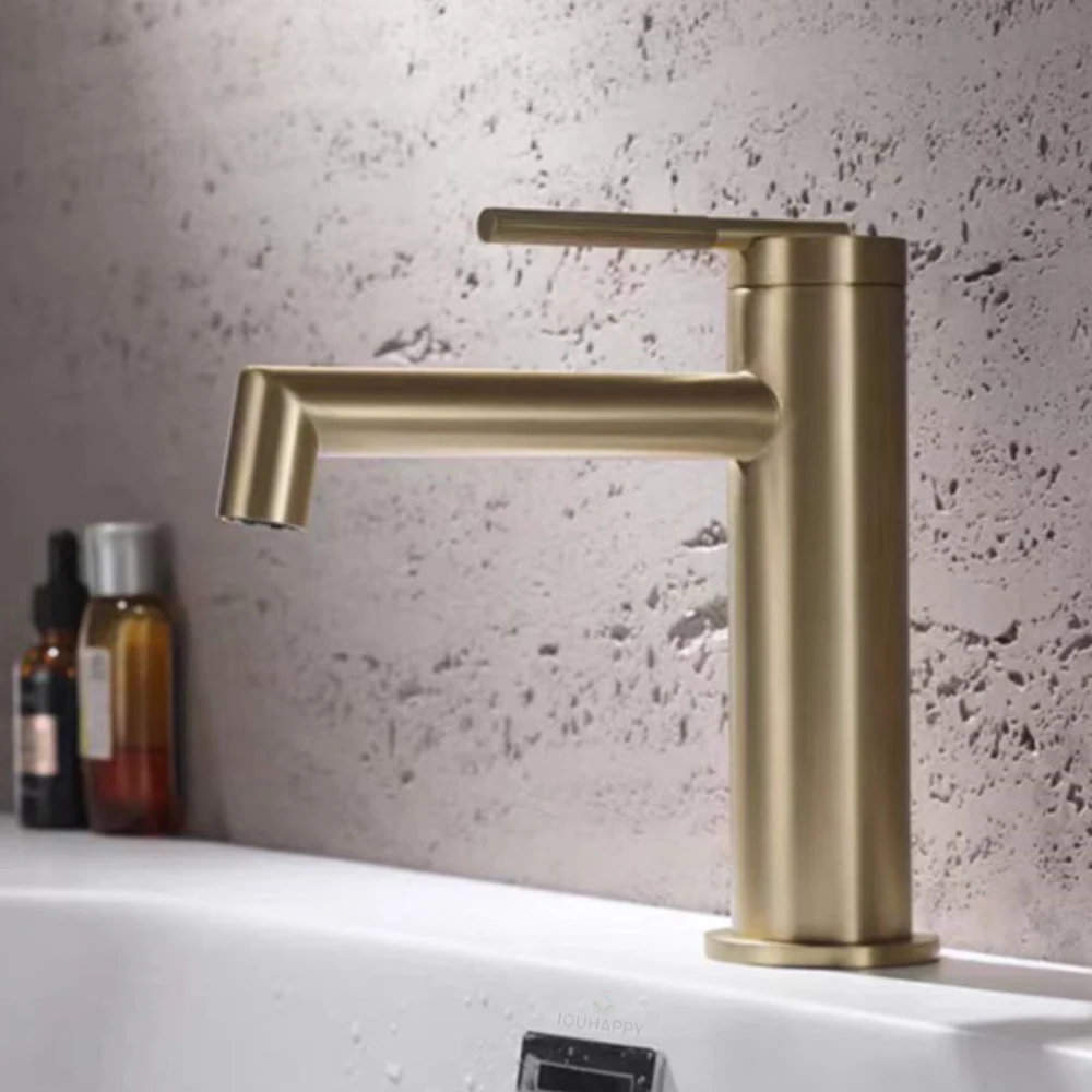 

Desk Mounted Washbasin Water Mixer Tap Brass Bathroom Sink Faucet with G1/2 Hose Cold and Hot Water Tap Home Accessories