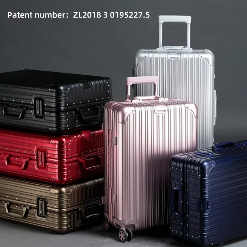 100% Aluminum-magnesium Alloy Travel Suitcase High Quality Rolling Luggage 20/24/26/29'' Trolley Luggage Carry-On Cabin Suitcase