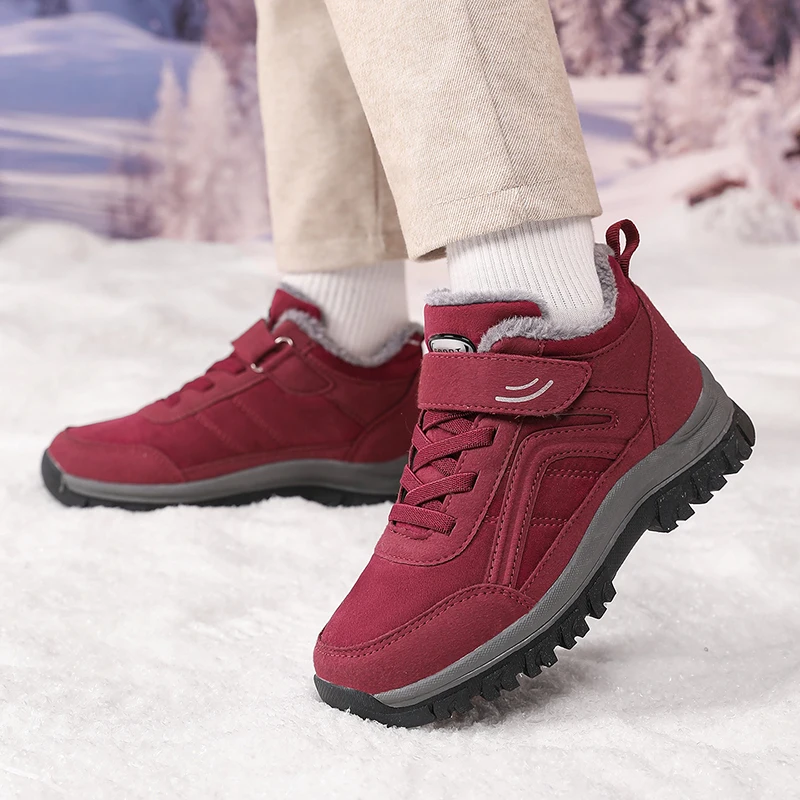 Men's Snow Boots Big Size Warm Fur Winter Outdoor Men Boots Long Plush Ankle Boots Unisex Casual Sneakers Durable Non-slip Boots