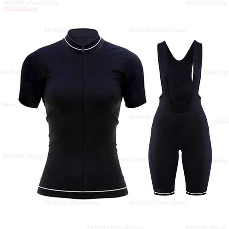 2023 Black Summer Cycling Jersey Set Women Sport Bicycle Clothing Breathable Short Sleeve Shirt Bike Bib Shorts 19D Gel Pad